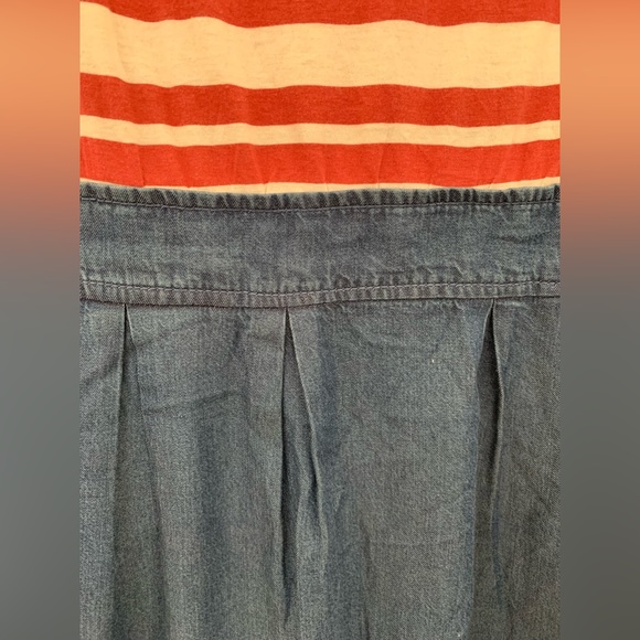 Summer dress, 1 piece, stripes crème and red, side pockets, prima cotton, size 2 - Picture 6 of 13